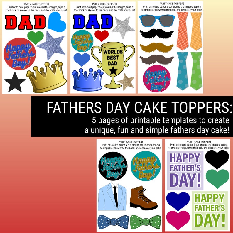 Fathers Day Party Cake Toppers / Fathers Day Gifts / Fathers Day Cake / Fathers Day Decorations / Fathers Day Bunting Flags and Cake toppers image 3