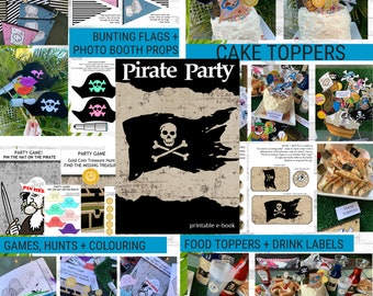 Printable Pirate Themed Party Games and Decorations for Kids / Pirate Party Cake Toppers / Pirate Party Decor / Pirate Theme / Pirates