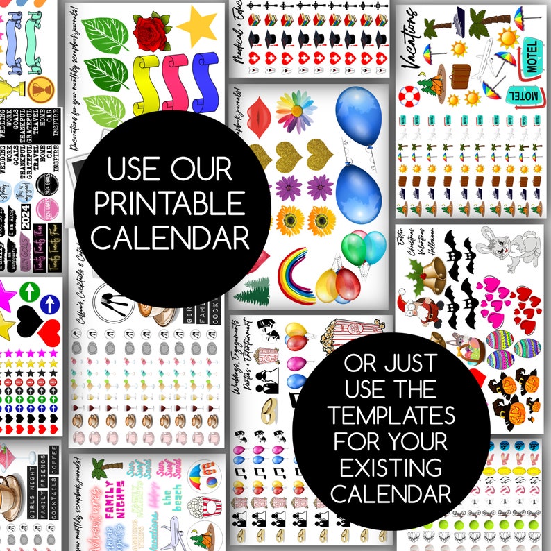 Family Calendars and Planners Scrapbooking Templates / 2024 Calendars / Calendar, Journal Stickers, Planner Stickers, Digital download image 4