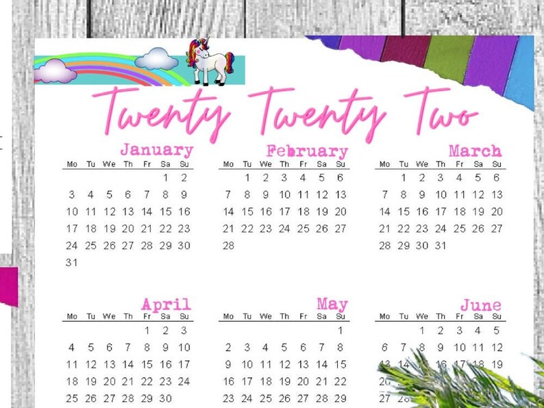 2023 2024 UNICORN THEME Printable Calendars and Planners / - Etsy