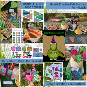 Printable Dinosaur Party Games and Decorations for Kids / Kids Dinosaur Party / Dinosaur Cake Toppers / Dinosaur Photo Props / Dinosaurs image 1