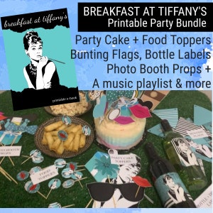 Breakfast at Tiffanys Printable Party Pack / Breakfast at Tiffanys Photo Booth Props / Breakfast at Tiffanys Party Cake Toppers / Tiffany's image 2