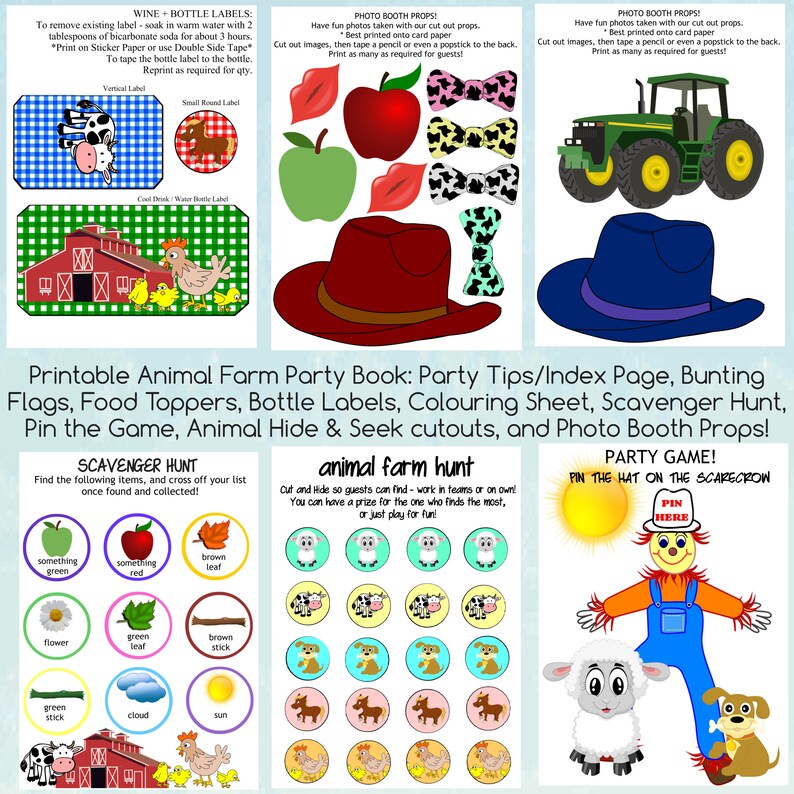 Printable Farm Animal Party for Kids / Farm Animal Cake - Etsy Australia
