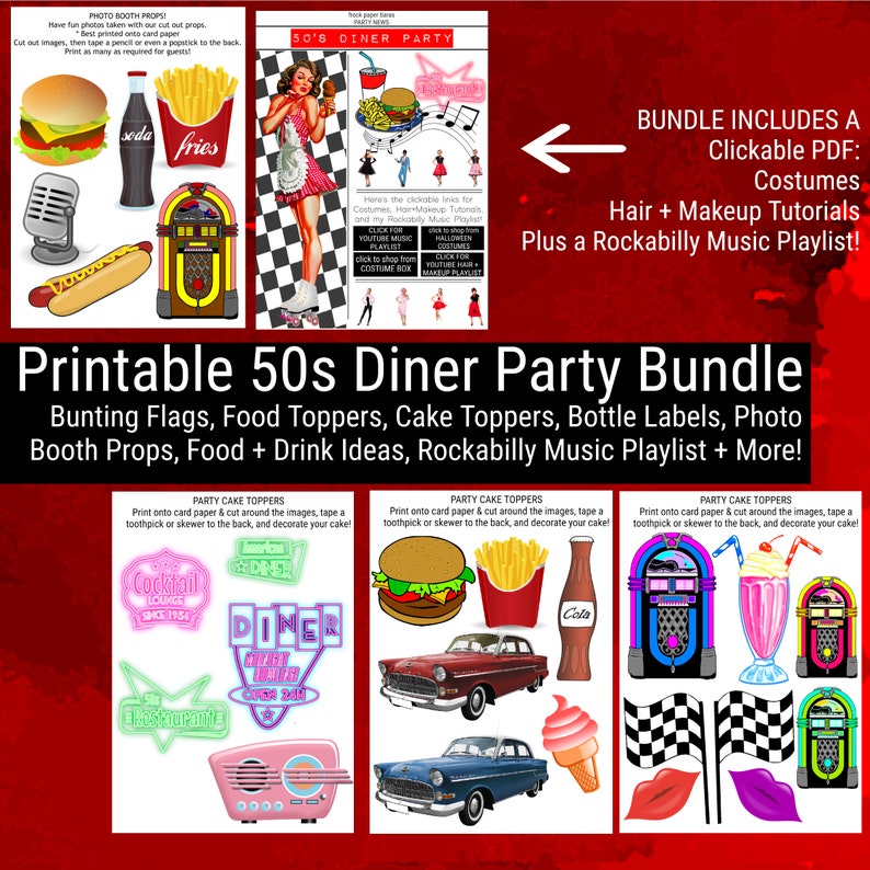 50s Diner Printable Party / 50's Diner / 50's Diner - Etsy Australia