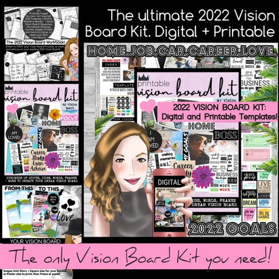 Vision Board Kit With Printable Words Quotes Images Frames - Etsy