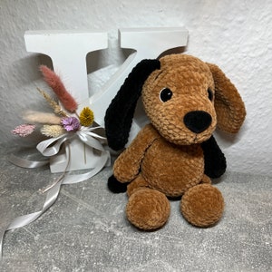 Crocheted soft toy dog