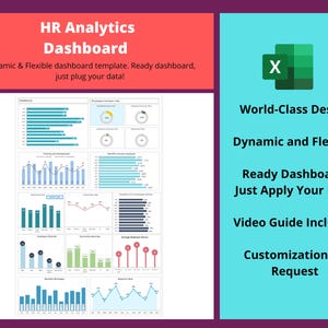 HR Analytics Dashboard - Excel and Google Sheets Template | HR Dashboard | Human Resource Template | Dynamic Dashboard | Workforce Insights