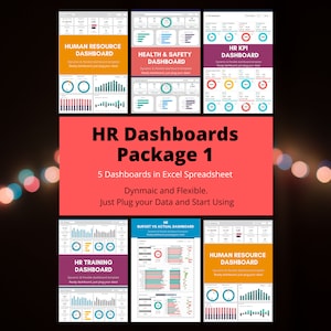 Human Resources Dashboard - Excel Template, Google Sheets | HR Dashboard Package | Human Resource Template | Dynamic and Flexible Dashboard