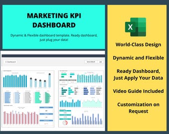 Marketing KPI Dashboard - Excel Template | Sales Dashboard | Executive Dashboard | Dynamic Dashboard | Marketing KPI | Marketing Metrics