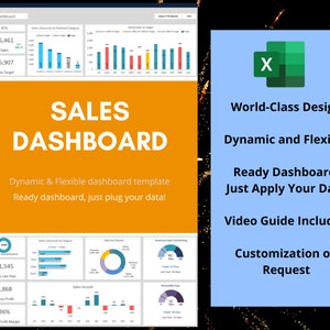 Sales Dashboard - Excel Template | Sales Dashboard Package | Executive Dashboard | Dynamic and Flexible Dashboard | Reporting Dashboard
