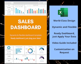 Sales Dashboard - Excel Template | Sales Dashboard Package | Executive Dashboard | Dynamic and Flexible Dashboard | Reporting Dashboard