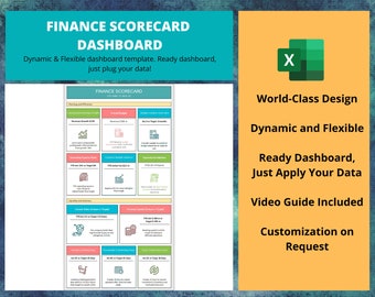Finance Scorecard Dashboard | Excel Template | Financial Dashboard | Finance Dashboard | Dynamic Flexible Dashboard | Reporting Dashboard