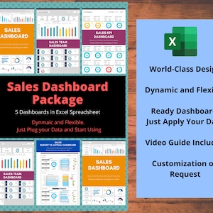 Sales Dashboard Package - Excel Template | Sales Dashboard | Executive Dashboard | Dynamic and Flexible Dashboard | Reporting Dashboard