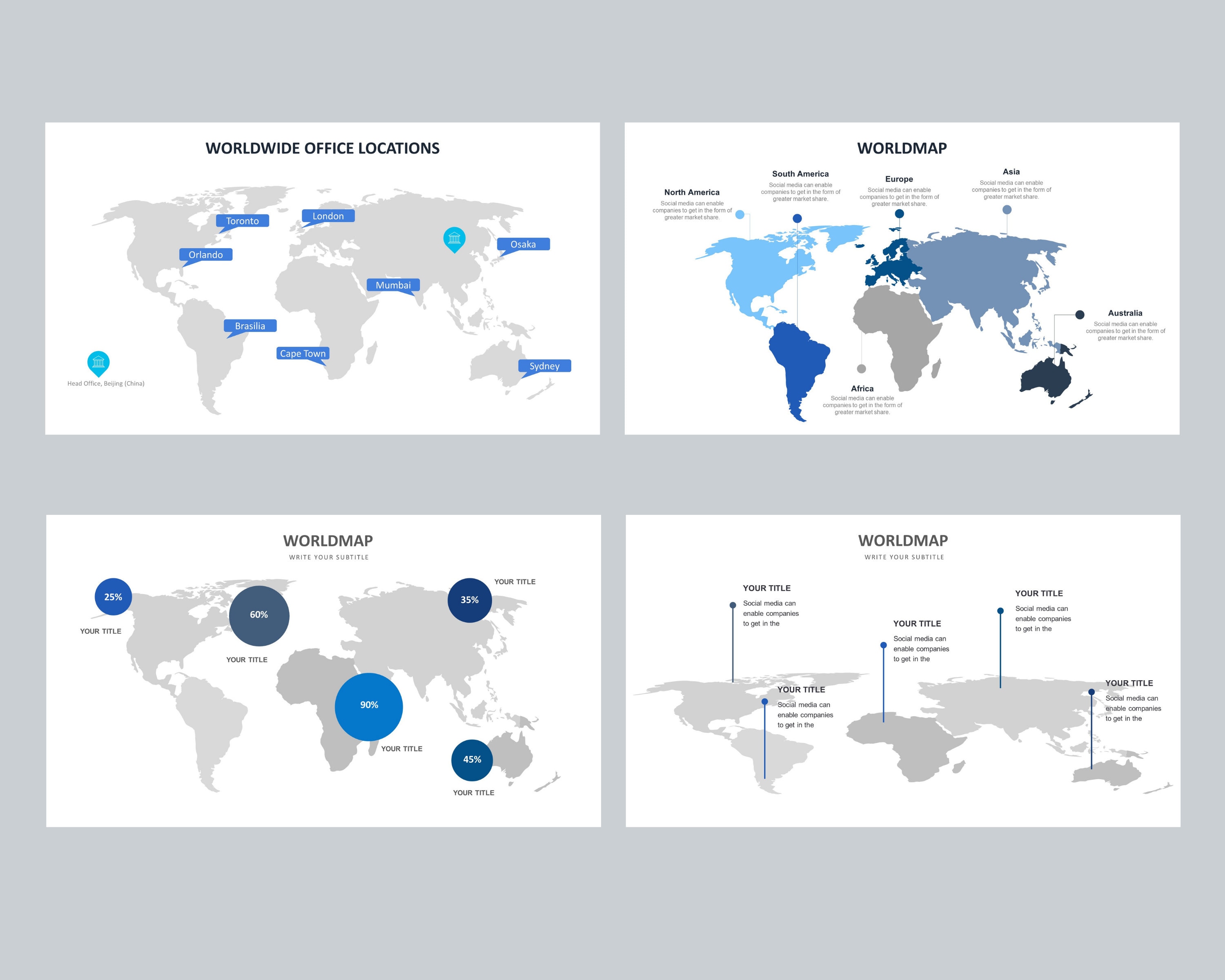 Plantillas de infografía de diapositivas de mapas del mundo / Diagrama ...