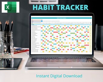 Monthly Habit Tracker | Editable Excel Chart (Digital Download)
