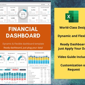 Financial Dashboard | Excel Template | Financial Dashboard Package | Finance Dashboard | Dynamic Flexible Dashboard | Reporting Dashboard