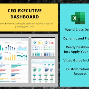 CEO Executive Dashboard - Excel Template | Financial Dashboard | Dynamic Dashboard | Executive Dashboard | Google Sheets Dashboard