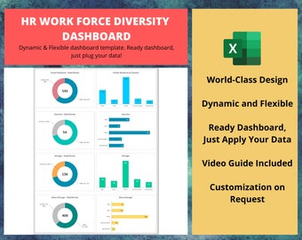 HR Workforce Diversity Dashboard, Excel & Google Sheets Template
