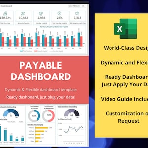 Accounts Payable Dashboard - Excel Template | Financial Dashboard | Payable | Flexible Dashboard | Reporting Dashboard | Finance Dashboard