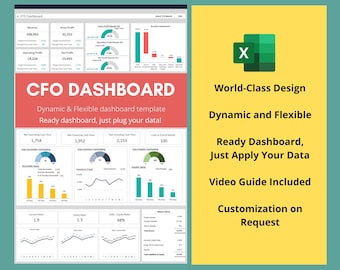 CFO Dashboard - Excel Finance Template | Financial Dashboard | Finance Dashboard | Dynamic and Flexible Dashboard | Reporting Template