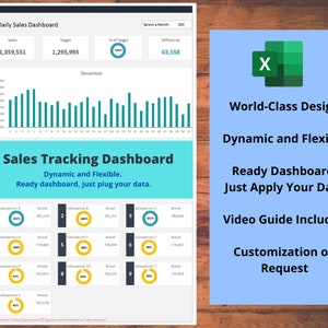Sales Tracking Dashboard - Excel Template | Sales Dashboard Package | KPI Dashboard | Dynamic and Flexible Dashboard | Reporting Dashboard