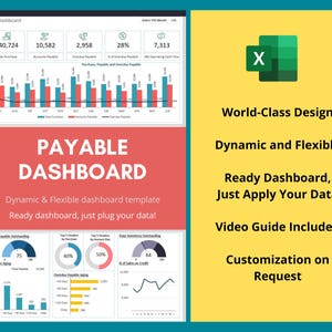 Accounts Payable Dashboard - Excel Template | Financial Dashboard | Payable | Accounts Payable | Reporting Dashboard | Finance Dashboard