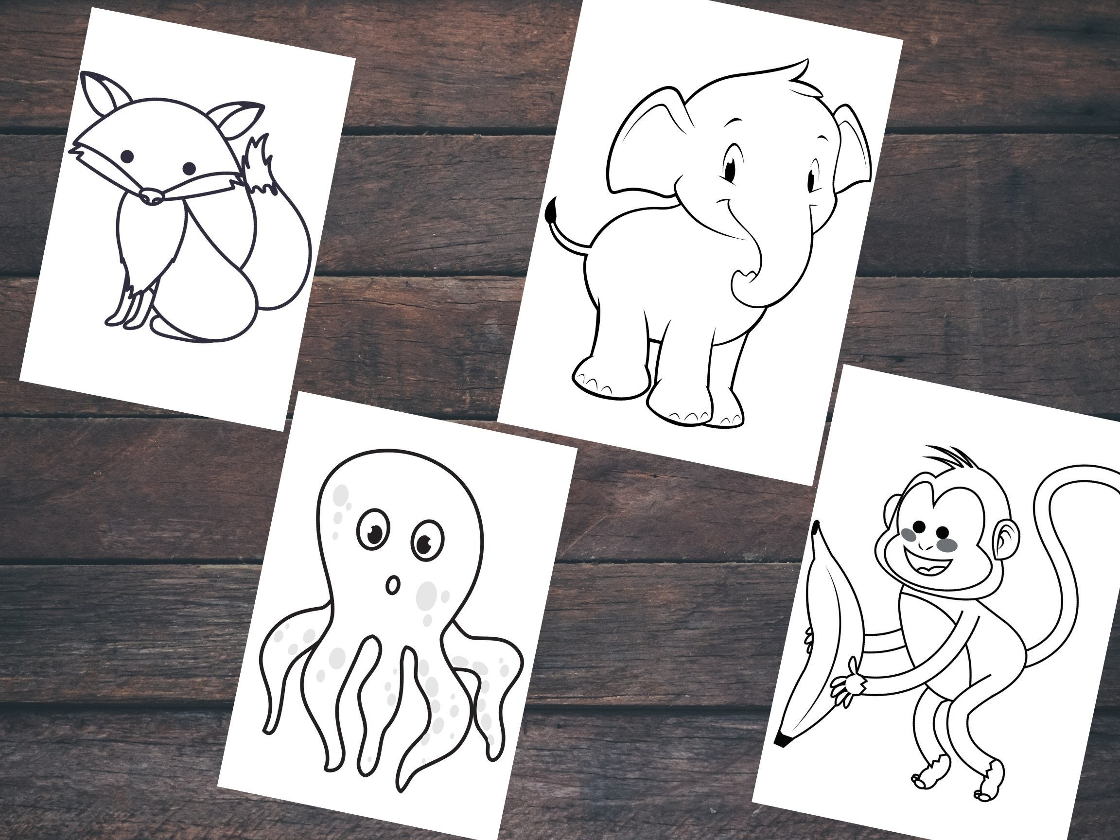 Printable Kids Coloring Pages Animals Instant Digital | Etsy