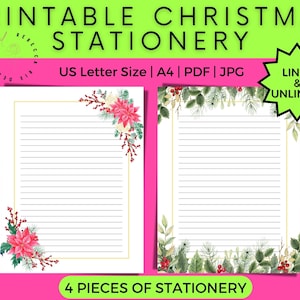 Printable Christmas Stationery: Floral Holiday Letter Paper (Digital Download)