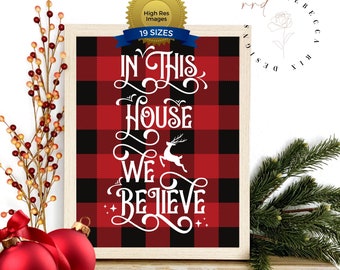 Buffalo Plaid Christmas Print | Farmhouse Holiday Wall Decor (Digital Download)