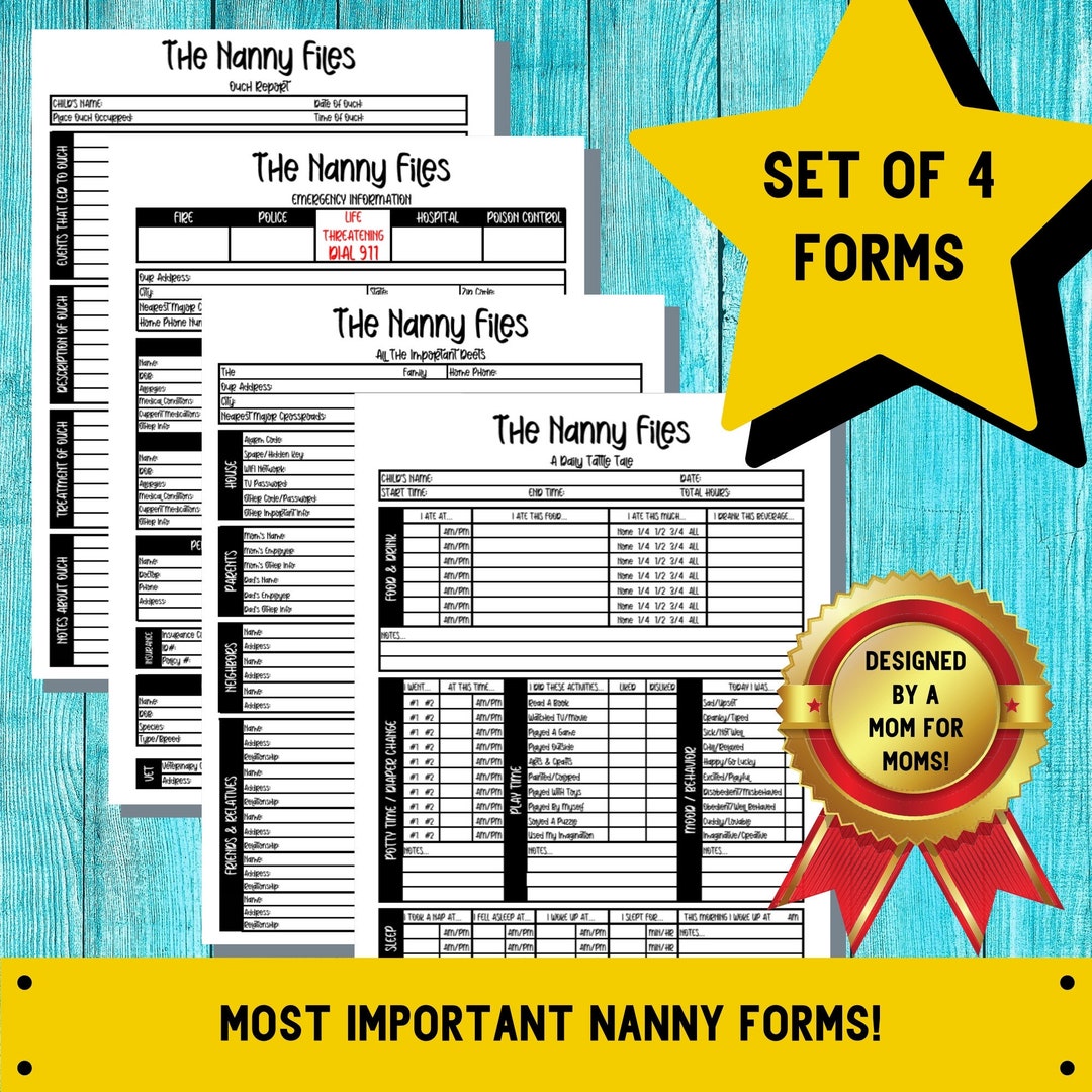 Nanny Binder Nanny Printable Nanny Log Book Babysitter Report Child ...