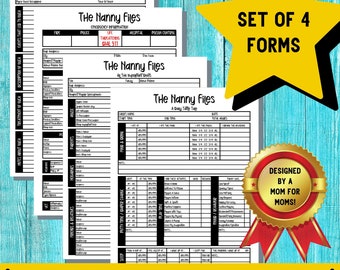 Nanny Binder Printable | Child Care Log, Emergency Info (PDF)