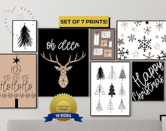 Christmas Prints | Christmas Print Set | Christmas Printables | Christmas Printable Wall Art | Boho Christmas Decor | Modern Christmas Decor