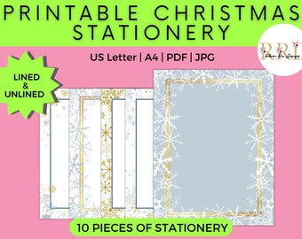 Printable Christmas Stationery: Snowflake Letter Paper (Digital Download)