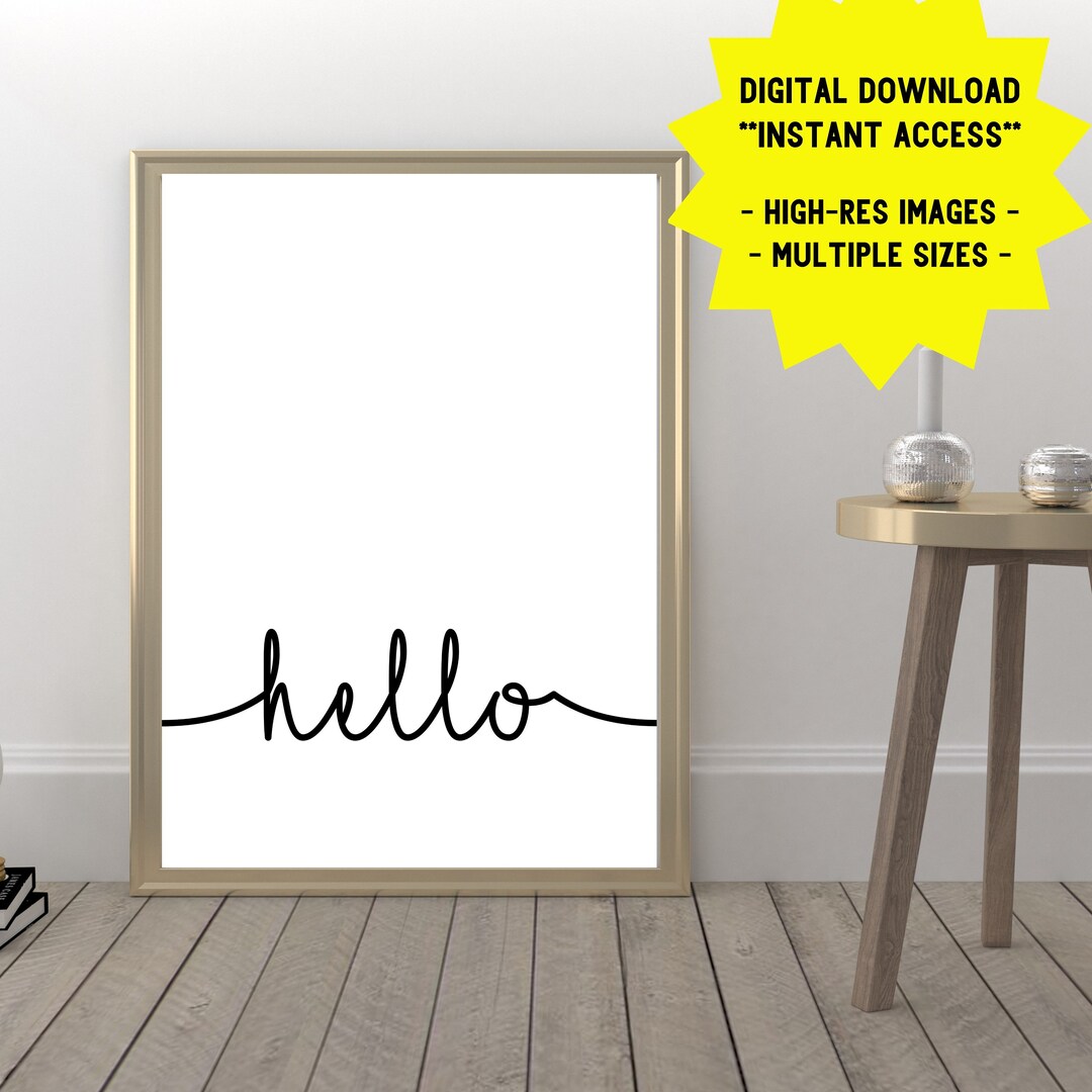 Hello Script Print, Minimalist Home Decor (digital Download) - Etsy