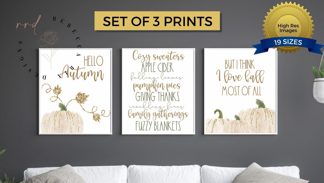 Hello Autumn Printable Art: Fall Gallery Wall Set (digital Download) - Etsy