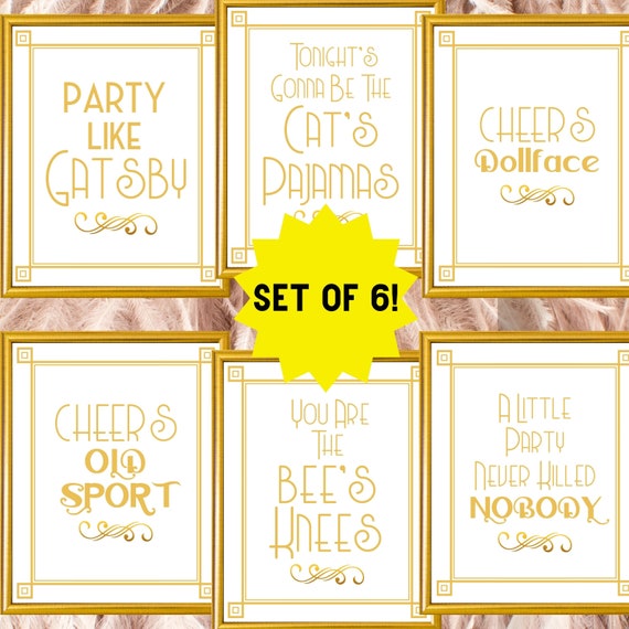 Great Gatsby Party Decor Printable Party Signs Great - Etsy