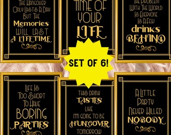 Great Gatsby Party | Roaring 20s | Masquerade Ball | Printable Party Decor | Signs | Casino | Black & Gold | Art Deco | Wedding | Birthday