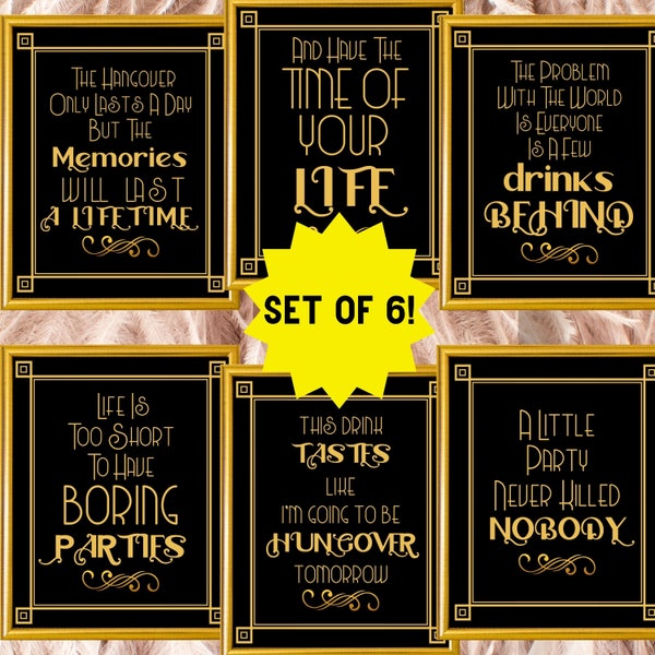 Great Gatsby Party Decor | Printable Party Signs | Great Gatsby Print | Great Gatsby Poster | Masquerade Party Decorations | Roaring 20s