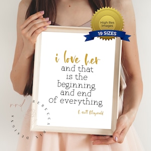F. Scott Fitzgerald Love Quote Art Print: Romantic Literary Wall Decor (Digital Download)
