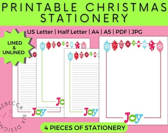 Printable Christmas Stationery: Holiday Letter Paper (Digital Download)