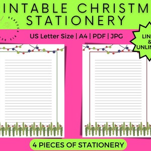 Papelería navideña imprimible / Membrete navideño de cactus / Papel para escribir navideñas / Papel de papelería navideña / Papel de carta navideña