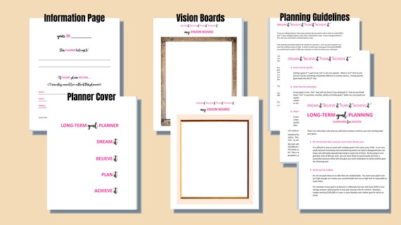 Goal Planner Printable: Long Term Goal Setting Workbook (Digital Download)