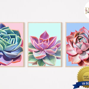 Kaktus druckbare Kunst | Kaktus Print 3er-Set | Kaktus-Wand-Dekor | Sukkulenten Poster | Druck | Aquarell Kaktus Kunst