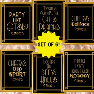 Gatsby Party Signs: Roaring 20s Art Deco Printable Decor (Digital Download)