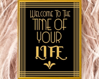 Gatsby Party Sign: Roaring 20s Art Deco Printable (Digital Download)