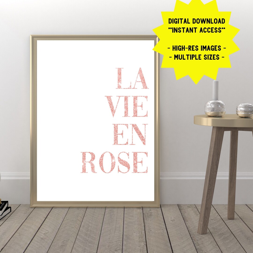 La Vie En Rose Wandkunst Druckbare Wand Dekor Französischer Spruch