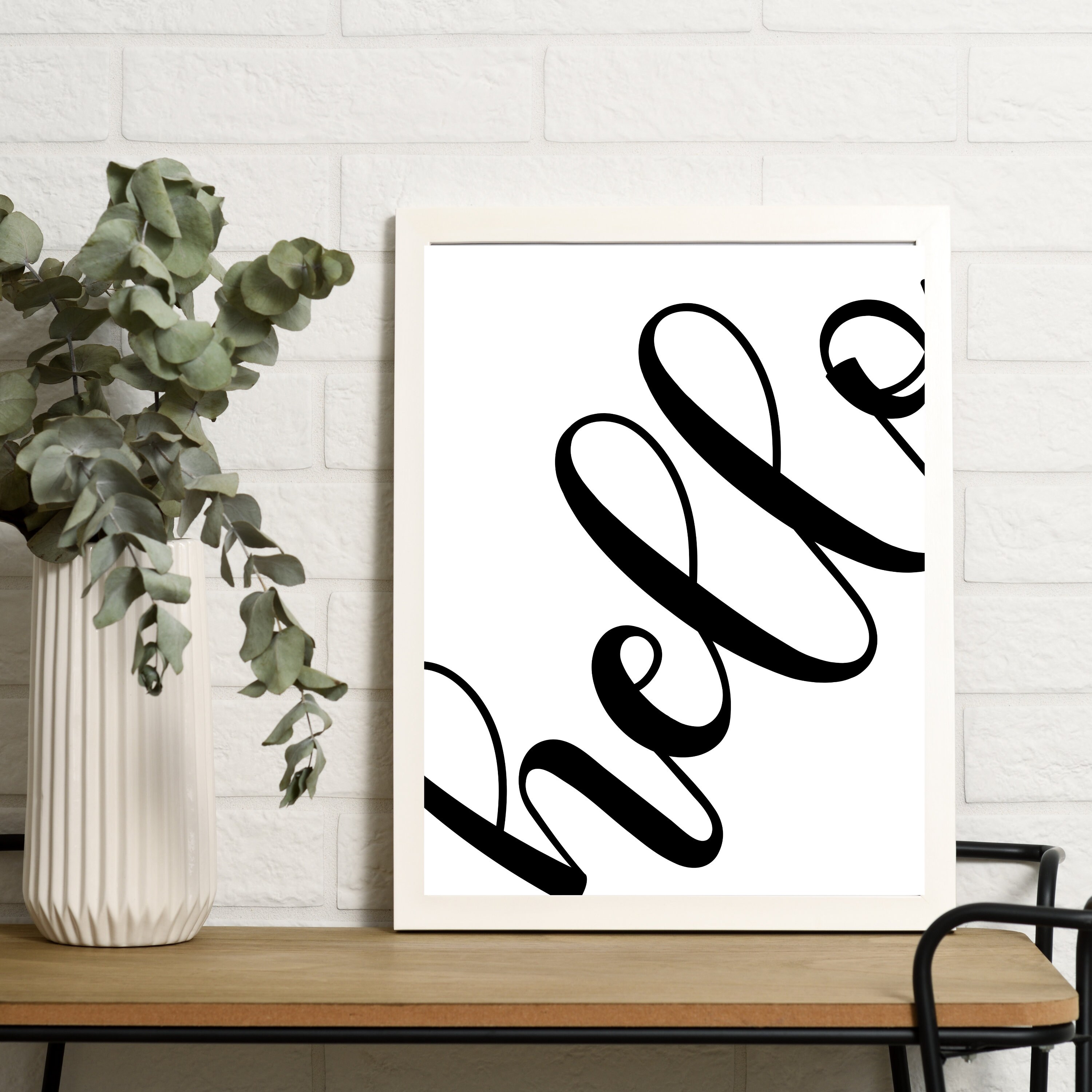 Hello Cursive Typography Print, Modern Farmhouse Wall Art (digital ...