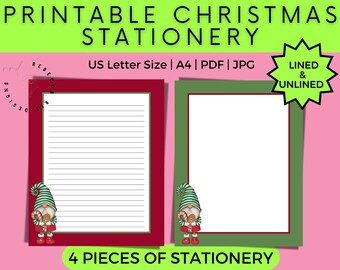 Gnome Christmas Stationery | Holiday Letter Paper (Digital Download)