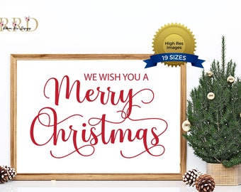 Merry Christmas Song Lyrics Print: Red Holiday Wall Art (Digital Download)