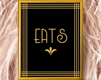 Gatsby Party Sign: Roaring 20s Art Deco Printable (Digital Download)